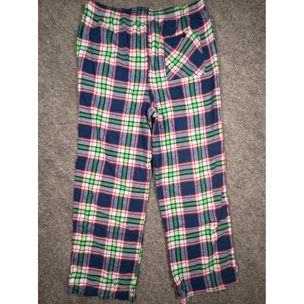Psycho Bunny Mens Large Plaid Pajama Pants Navy Blue Green Cotton Rayon 0616